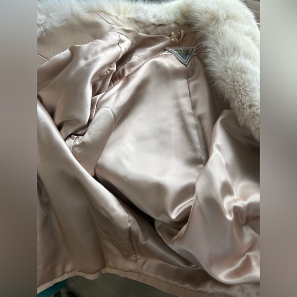 J. Percy for Marvin Richard’s crème tan leather fox fur collar coat jacket M-VTG - Picture 8 of 8